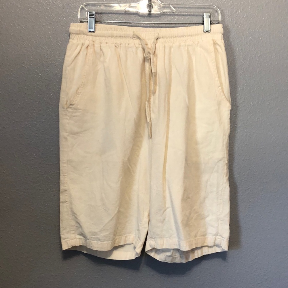 Sir 7 Studio linen shorts Women's M cream elastic waist Cotton blend draw string